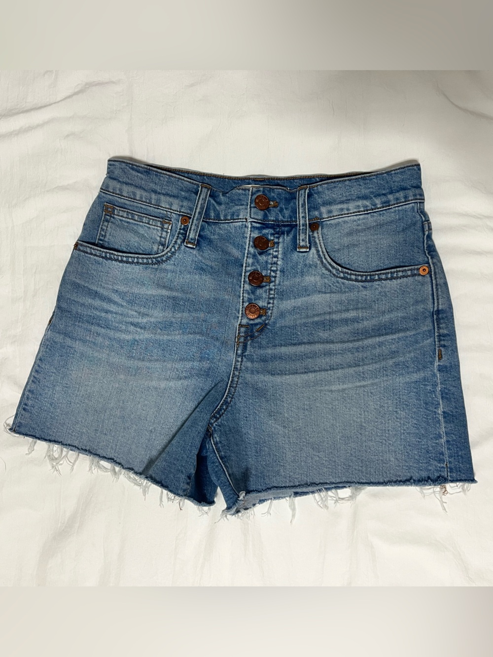 Madewell Light Blue Button-Front Denim Shorts